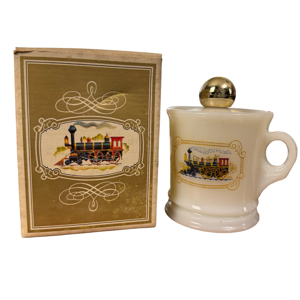 Avon Vintage Iron Horse Shaving Mug w/ Box Perfume Bottle Cologne Glass Empty